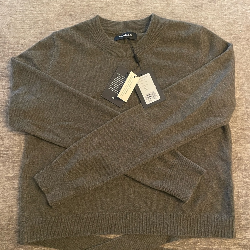 Naadam Open Back Cashmere Sweater- Olive